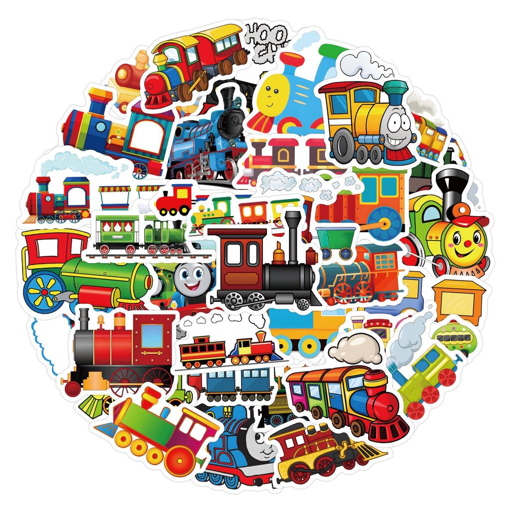 60 Waterproof Cartoon Train Stickers: Kids' Journal, Reward, DIY, Decoration & Guitar