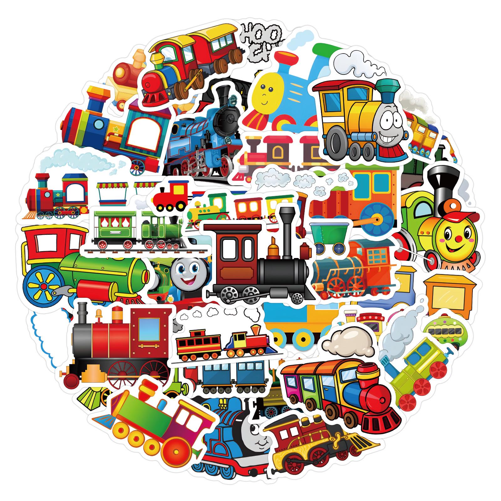 

60 Sheets Cartoon Train Stickers for Kids - Perfect for Suitcases, Water Bottles, and Notebooks
