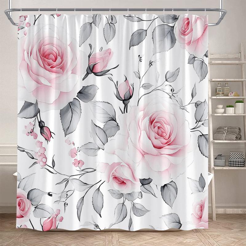Eucalyptus Leaves Shower Curtains Autumn Brown Leaf Watercolour Plants Modern Bath Curtain Polyester Fabric Home Bathroom Decor