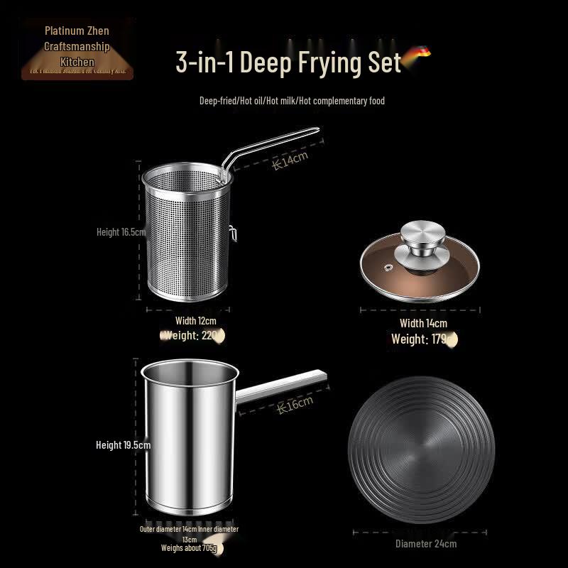BoZhen JiangChu 304 Stainless Steel Mini Tempura Fryer