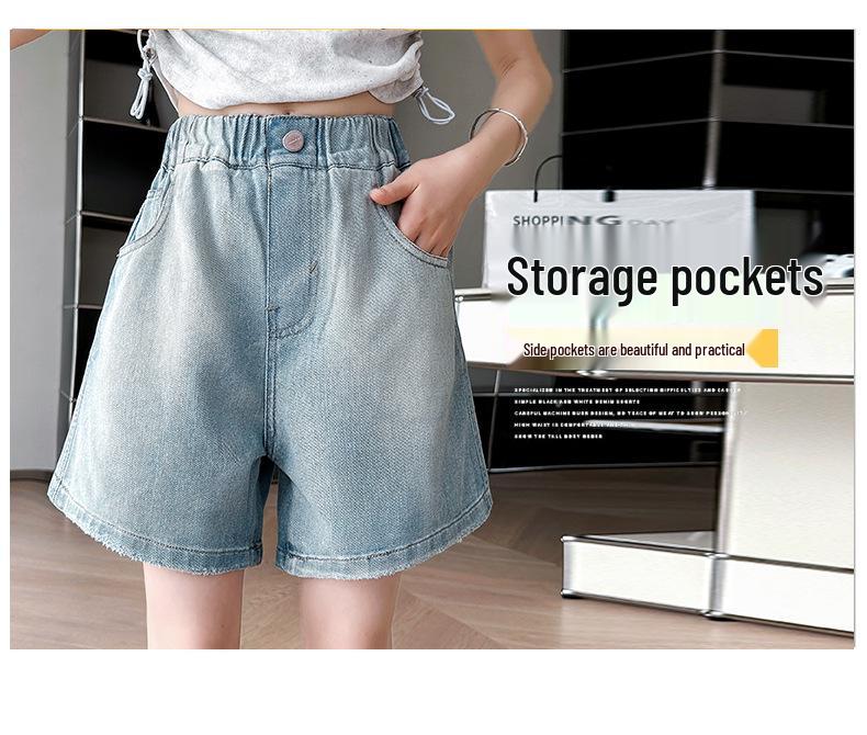 2025 New Girls' Embroidered Denim Summer Shorts: Stylish & Lightweight Five-Point Design for Big Girls