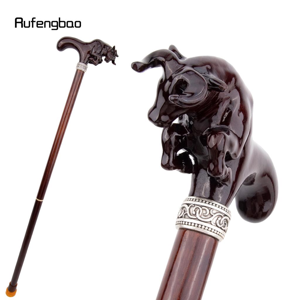 Brown Cow Bullfight Wooden Fashion Walking Stick Decorative Cospaly Cane Halloween Wood Mace Crutch  Wand Crosier 92cm