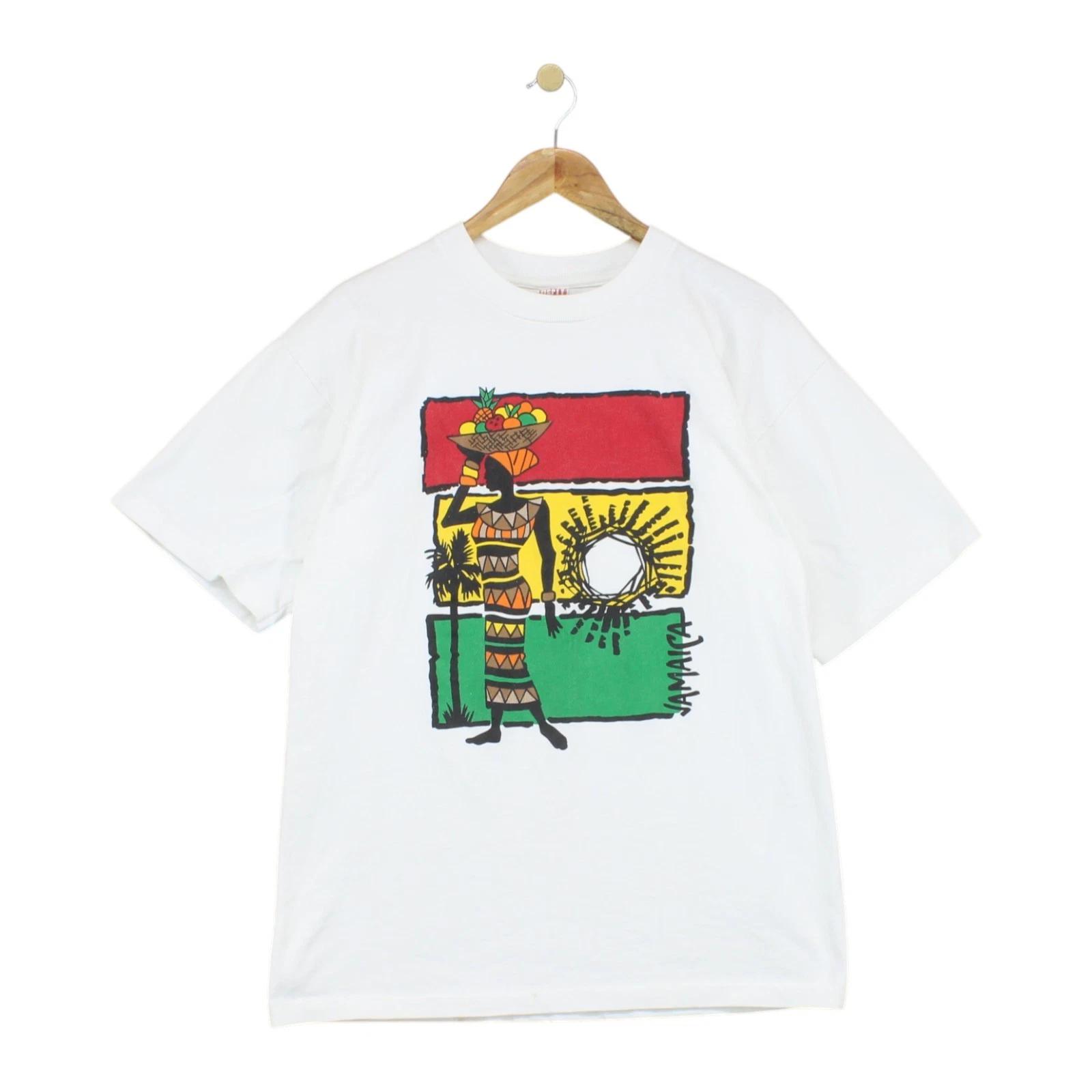 

Vintage Jamaica T-Shirt Mens Size XL White Single Stitch 90s Graphic 2XL