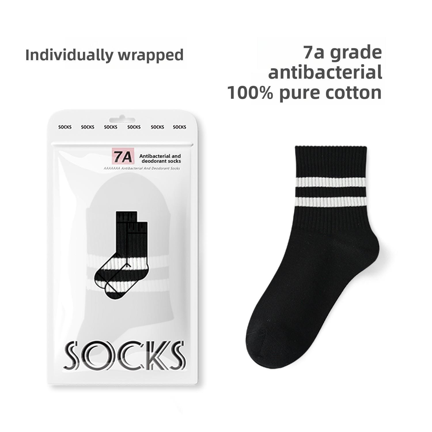 Женские летние тонкие полосатые хлопковые спортивные носки-гольфы 7A с антисептическим и дезодорирующим эффектом 1 pair