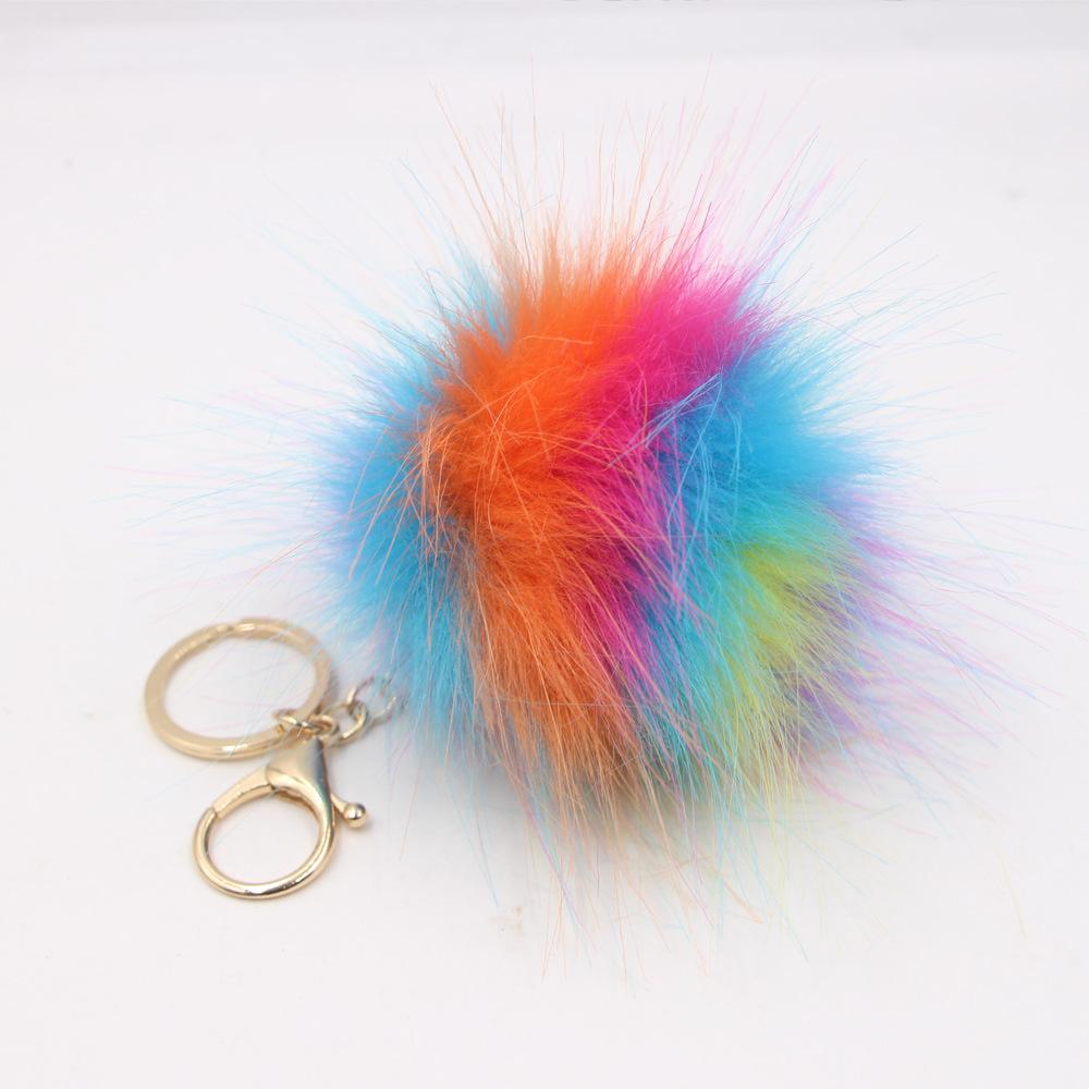 Color Hairy Ball Keychain Bag Backpack Pendant