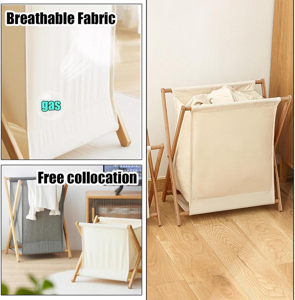 Freestanding Laundry Hamper with 3 Removable Bags - Collapsible Closet Organizer Basket Table, Space-Saving Dirty Clothes Sorter