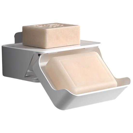 

Настенная мыльница для ванной комнаты, двухслойный держатель для мыла, установка без перфорации, держатель для слива мыла, ящик для хранения кухонной губки, щетки, ванная комната белый