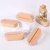 Oval Touch-Control LED Night Lamp with USB, Beech Wood Base