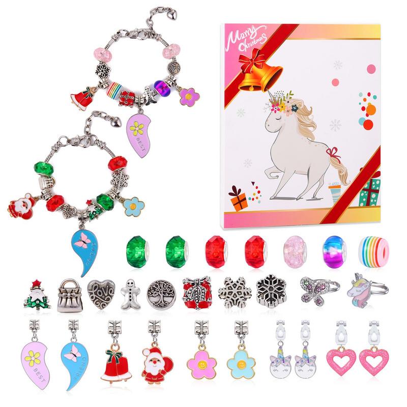 Unicorns Christmas Countdown Calendar Blind Box Set Countdown Calendar Advent Christmas CharmsBracelet Set Christmas Child Gift