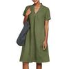 Women's Summer Casual Midi Short Sleeve Dresses Solid Color V-Neck Beach Vacation Dresses