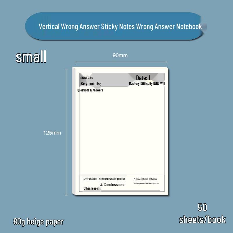 Student Mistake Correction Sticky Notes for Math Homework 5 books, 250 sheets
