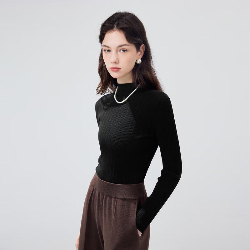Women's Semi-High Neck Slim-Fit Knit Top