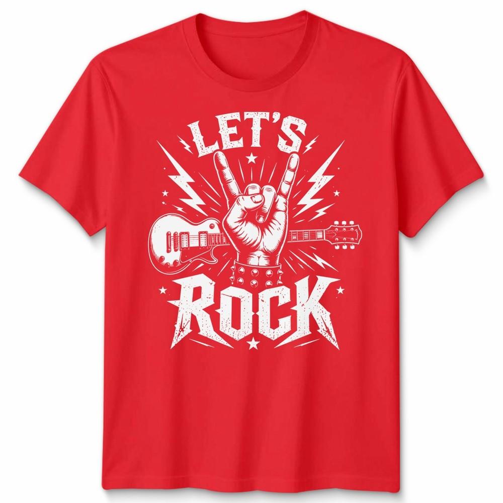 Kids Lets Rock Rockstar T Shirt Guitar Band Day Rock N Roll School Tee