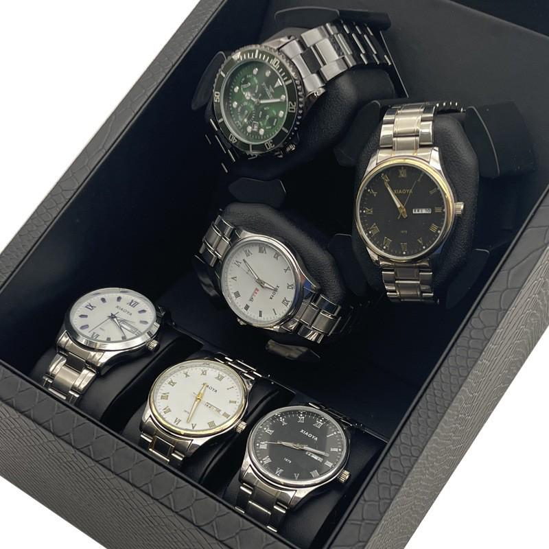 Snake Skin Pattern Leather Watch Winder: 3 Positions + 3 Storage, Auto Stop Open, 5 Ambient Light Modes