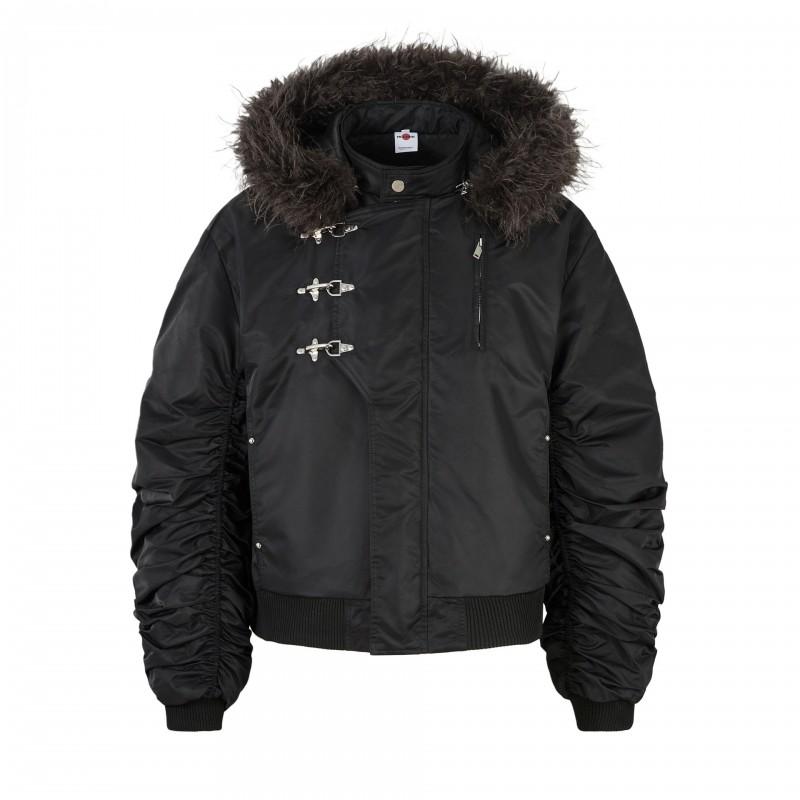 Mens Winter Thick Cotton Puffer Jacket With Faux Fur Collar Oversized Streetwear Style Zip Front Hooded Coat