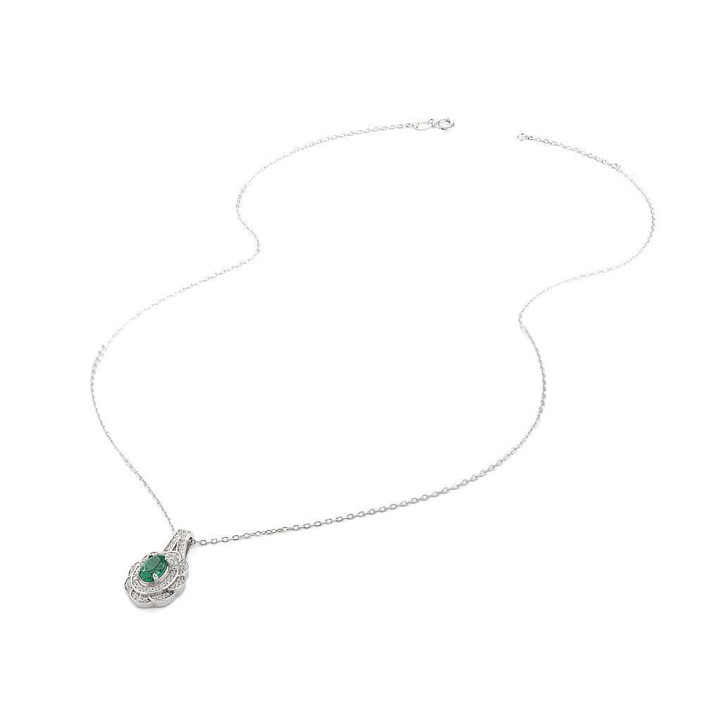 May Birthstone Natural emerald pendant Flower design 925 sterling silver necklace fine jewelry for women's engagement wear