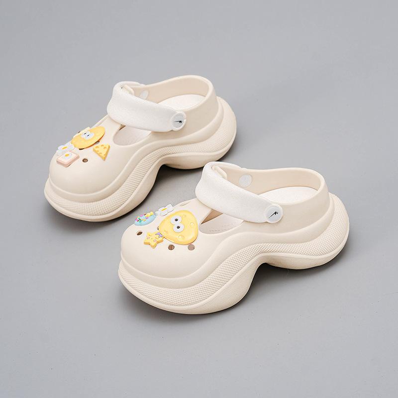

CH1610-Yellow small sponge women s shoes 2025 new summer hole shoes versatile thick-soled soft-soled heightening slippers 40