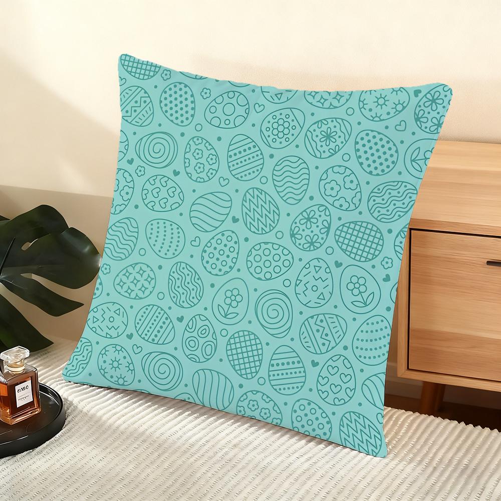 Happy Easter Cushion Cover Soft Short Plush Pillow Cover Smooth Cozy Texture Aesthetic Cushion Case Home Decor