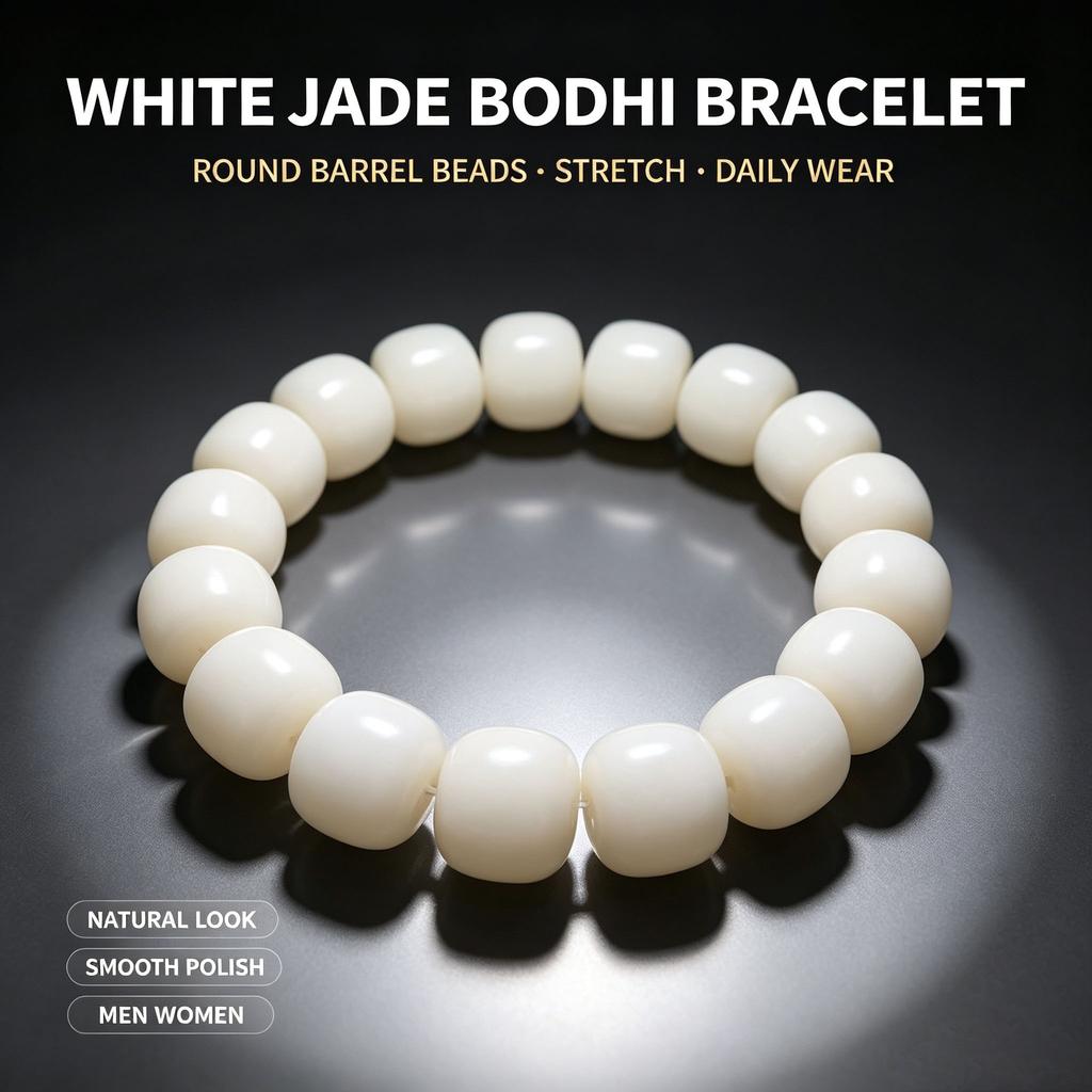 Natuurlijke witte jade Bodhi oude emmer kralen hand touw Bodhi zoon Boeddha kraal gelukshand touw