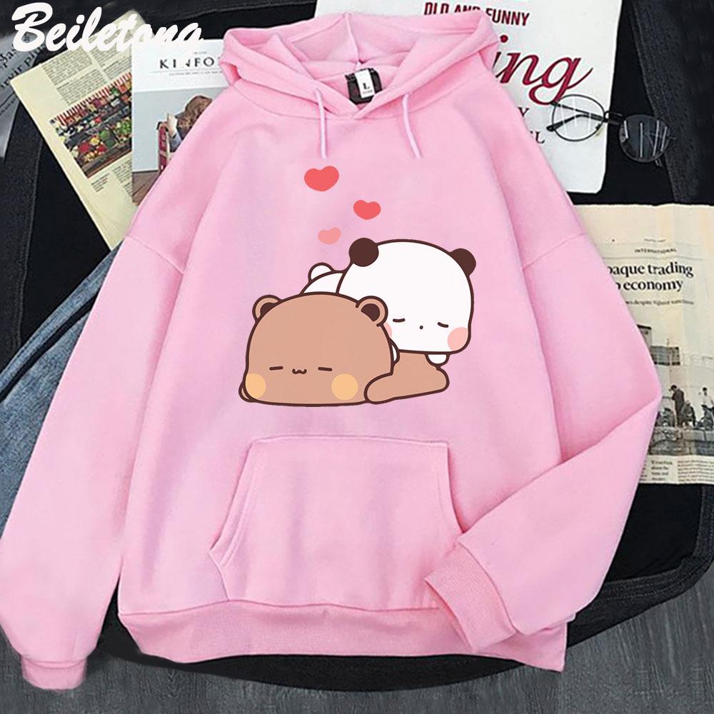 Panda Bear Bubu Dudu Cartoon Hoodie Sleep Cute Printed Clothes for Teens Loose Sweatshirt Spring Pocket