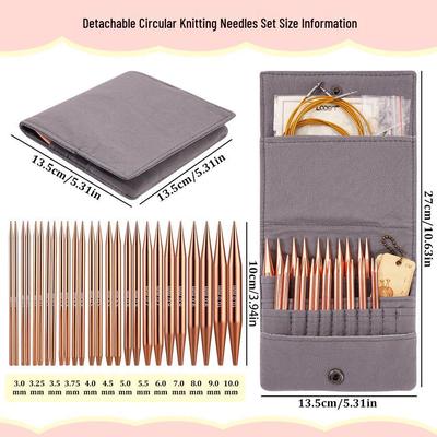 Circular Knitting Needle Set with Detachable Needles for Beginners - Sweater and Weaving Tools Kit with Needle and Thread Case