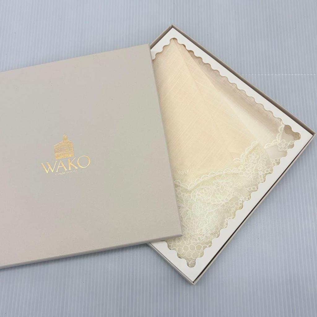 Used Unused WAKO Lace Handkerchief Ginza Wako Floral Lace Handkerchief