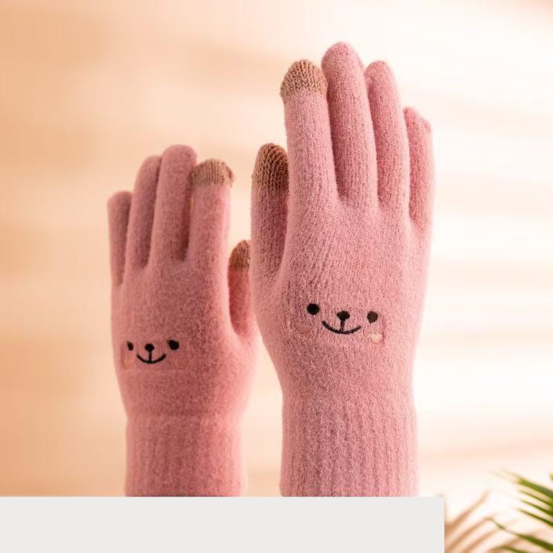 

Fleece-Lined Winter Touchscreen Gloves - Thick, Warm, and Cute for Students глибокий рожевий колір