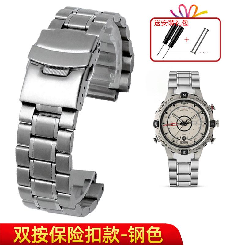 Edelstahl-Uhrenarmband für Herren TIMEX T2N720 T2N721 TW2R55500 T2N721 Uhrband 24*16mm Anstoßende Silber Schwarz Armband