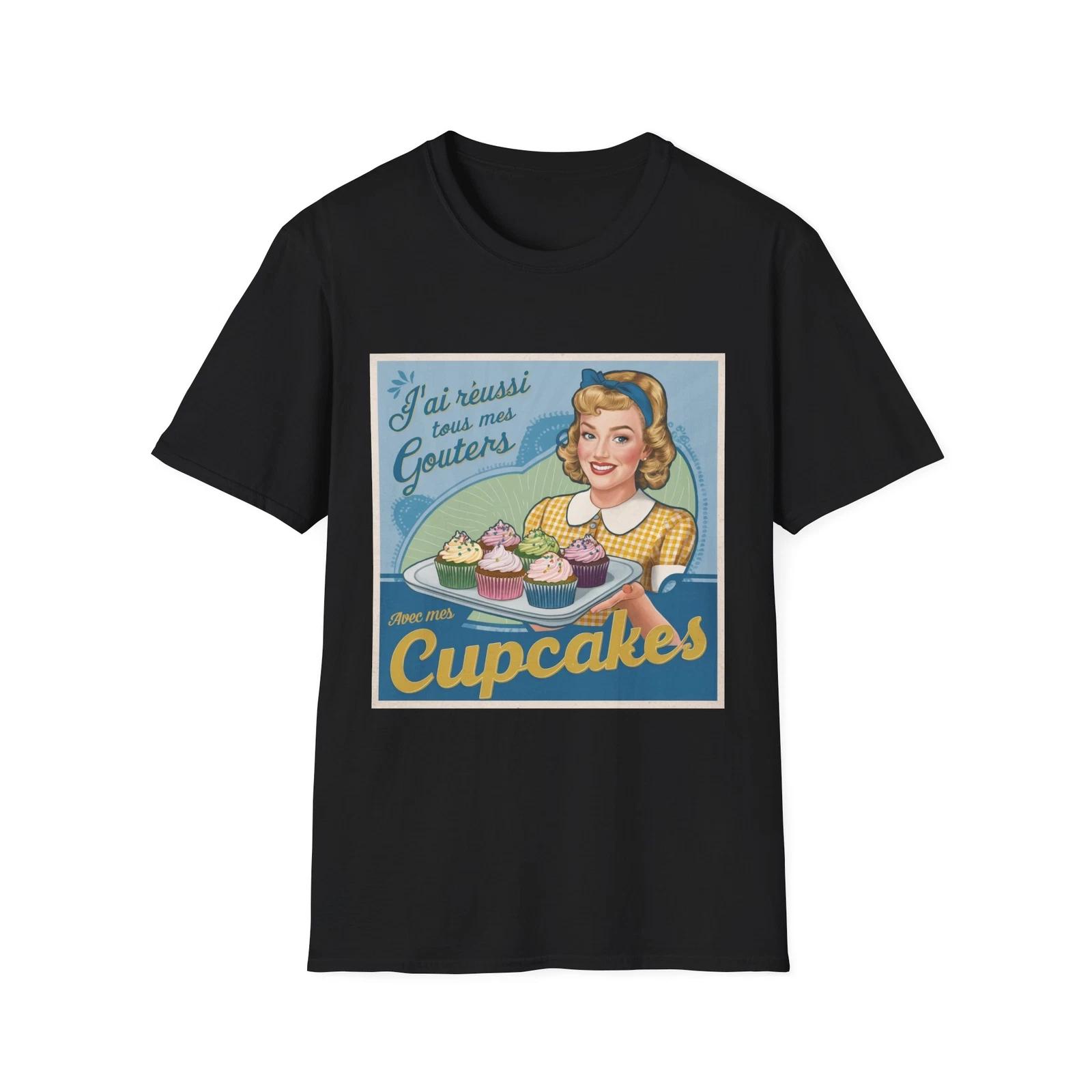 

Vintage Cupcake T-Shirt, Baking Gift, Retro Foodie, Kitchen Apparel, Cute 2XL
