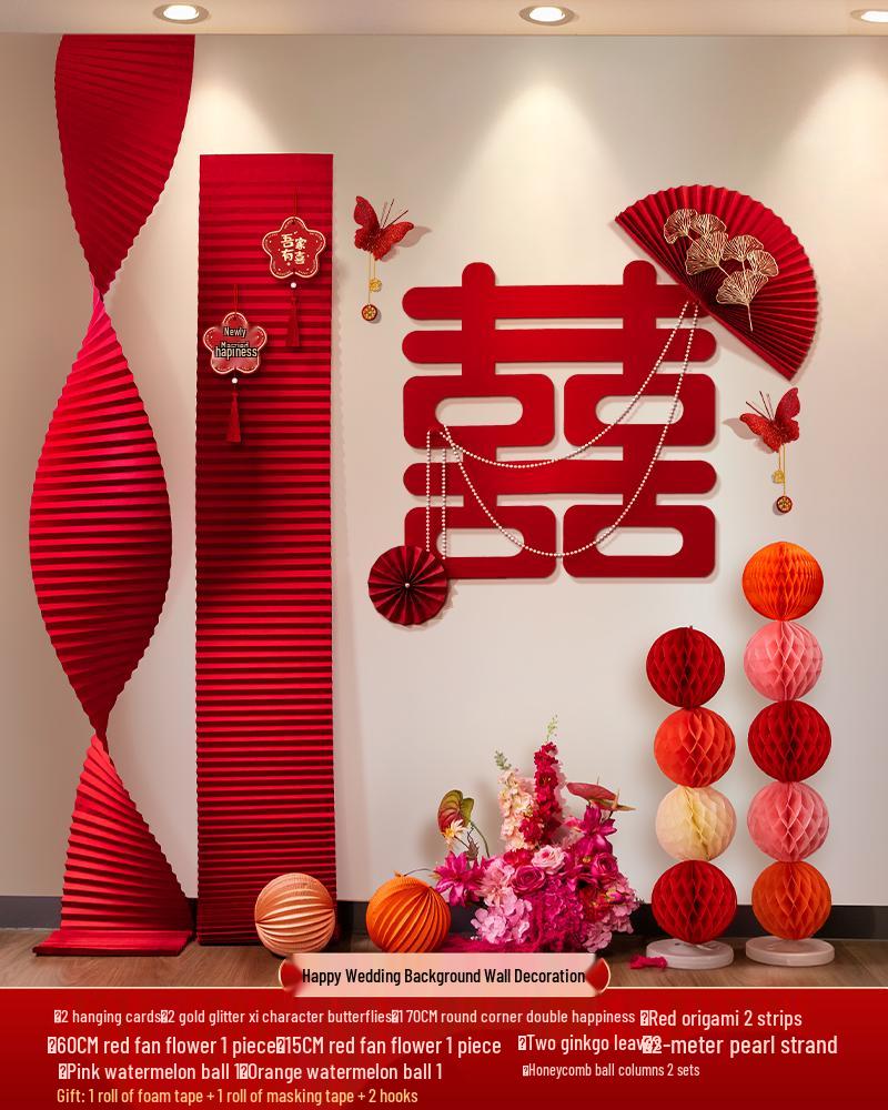 Elegant Wedding Room Decoration Set: Complete Background Wall & Living Room Decorations