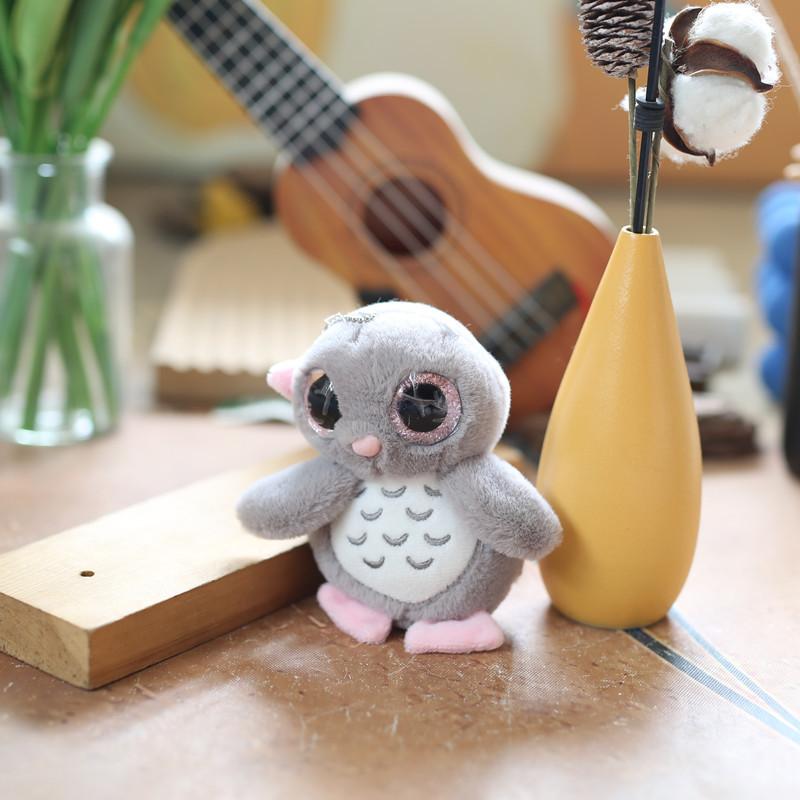 Plush Animal Owl Keychain Cute Cartoon Super Soft Short Pile Children Bag Doll