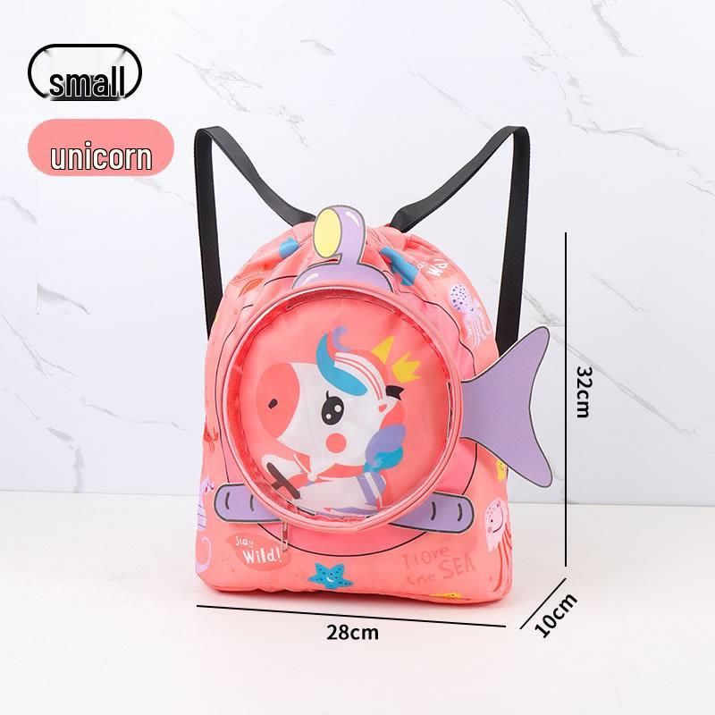 Cute Cartoon Waterproof Children's Swim Backpack with Dry/Wet Separation