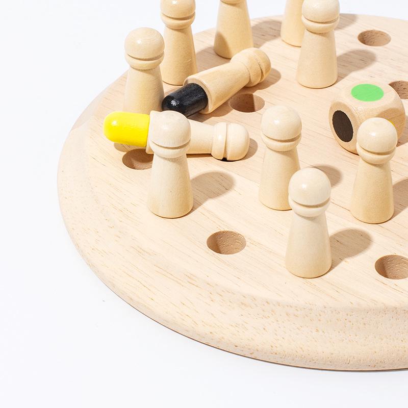 Color Memory Chess - Educational Wooden Board Game for Kids and Parents.