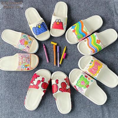 DIY Non-slip Kindergarten Slippers for Boys and Girls - White Summer Solid Color