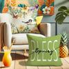 Spring Theme Pillow Cover Fresh and Warm Wind Green Bird Floral Print Pillowcase Sofa Chair Cushion Suite Decoration