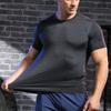 Men's Gym Workout Muscle Fit Shirt Thin Loose-fitting Casual T-shirt Stretchy Quick-drying Short Sleeve Athletic Running Tee