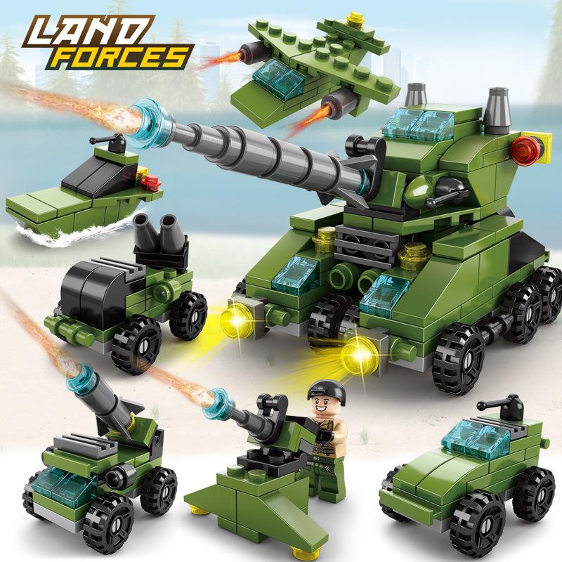 Compatible Building Block Small Particles Fire Brigade Police Military Tank Building Block Assembly Children Educational Toys