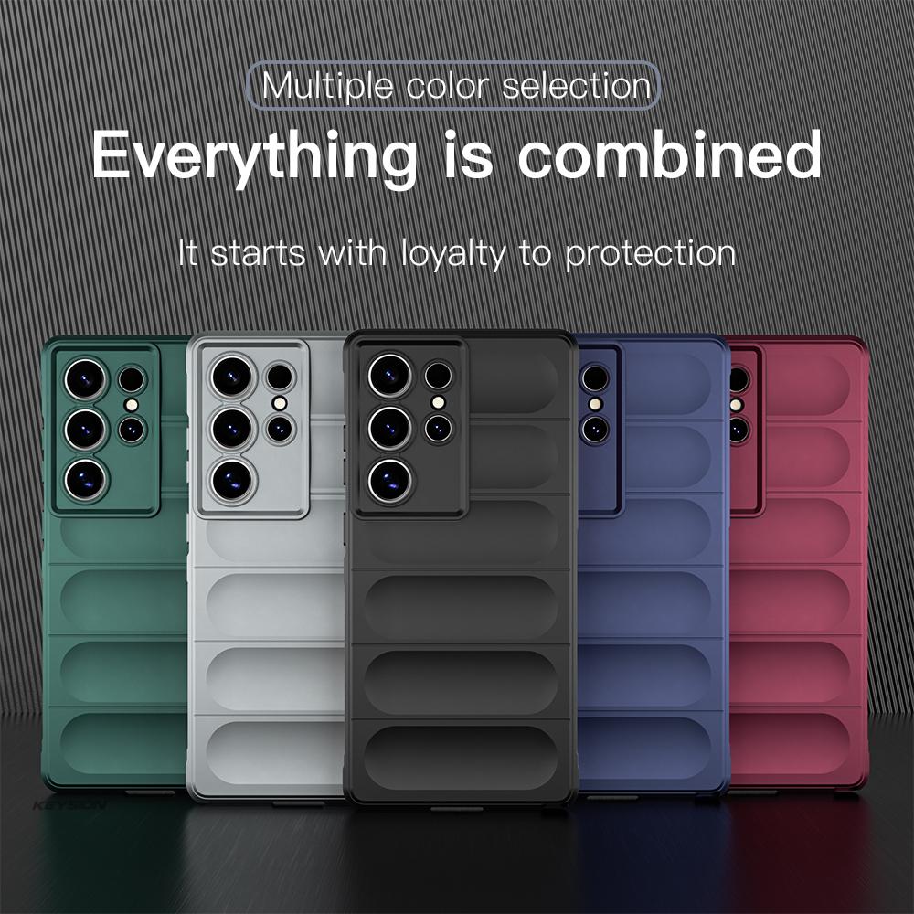 KEYSION Shockproof Matte Case for Samsung S25 Ultra 5G S25+ Plus Anti-skid Soft Silicone Phone Back Cover for Galaxy S24 FE 5G