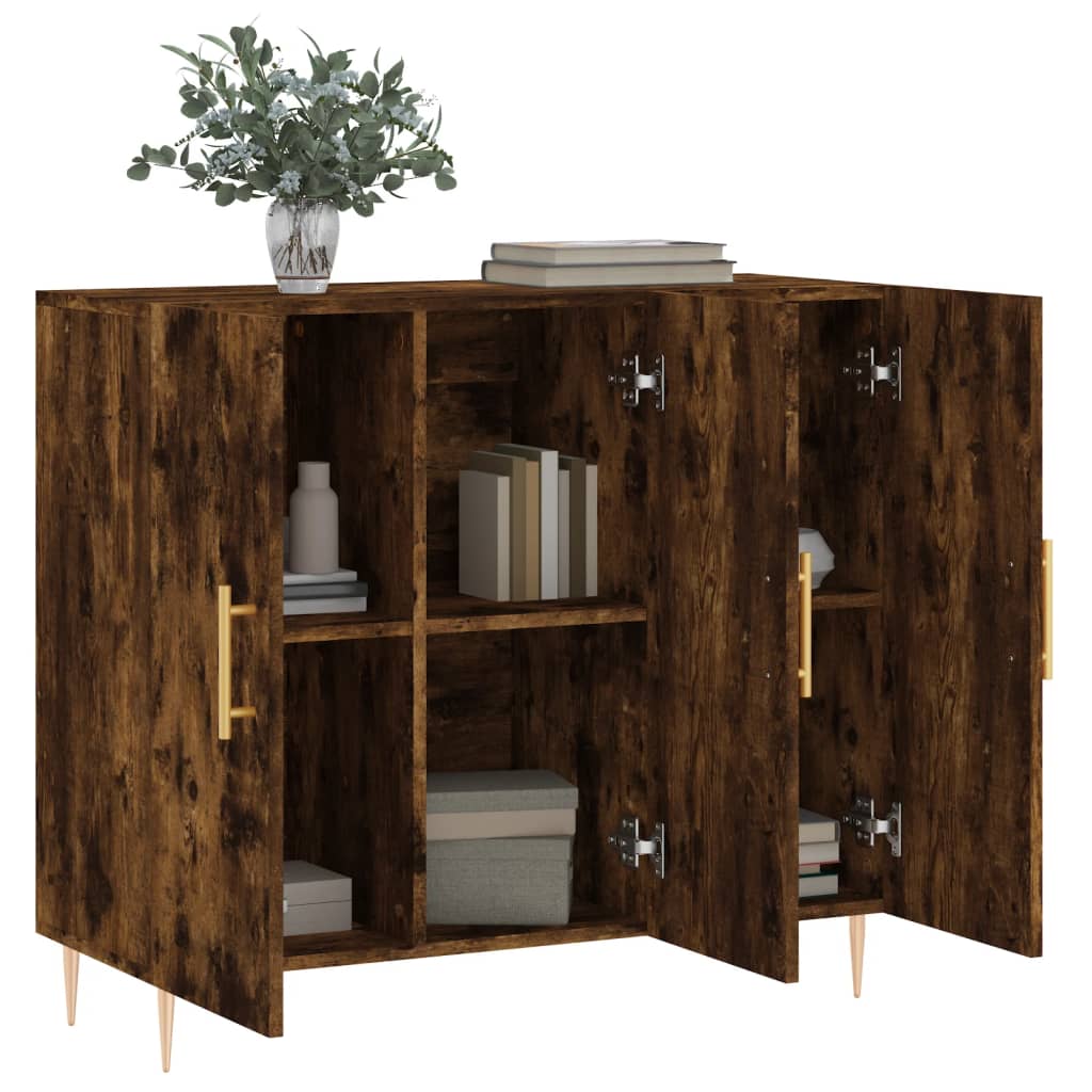 Sideboard Smoked Oak 90x34x80 cm Wood Based Material