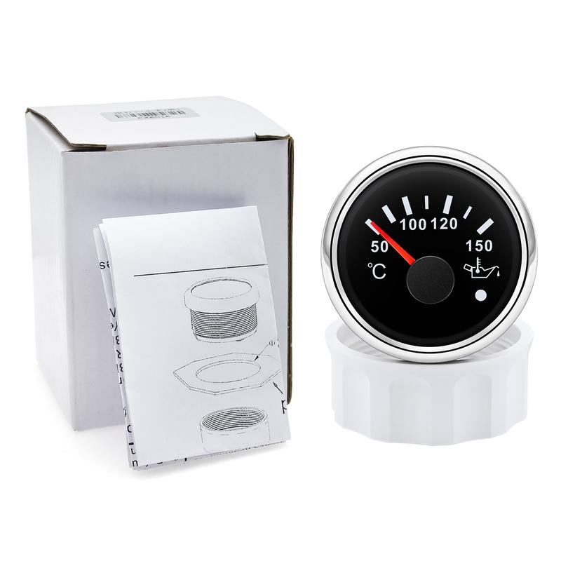 Waterproof 52mm 2" Oil Temp Gauge Temperature Meter 50-150 Celsius + Temp Sensor 1/8NPT M14X1.5 Red LED For Marine Car 12V/24V