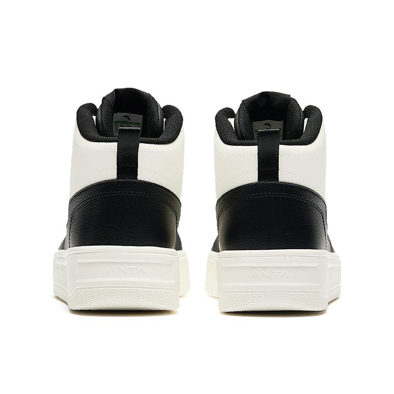 Anta Easy Slip Resistant Cushioning Lightweight Height Increasing High top Skateboard Shoes Men's White Black Sneakers 912448002Q-5