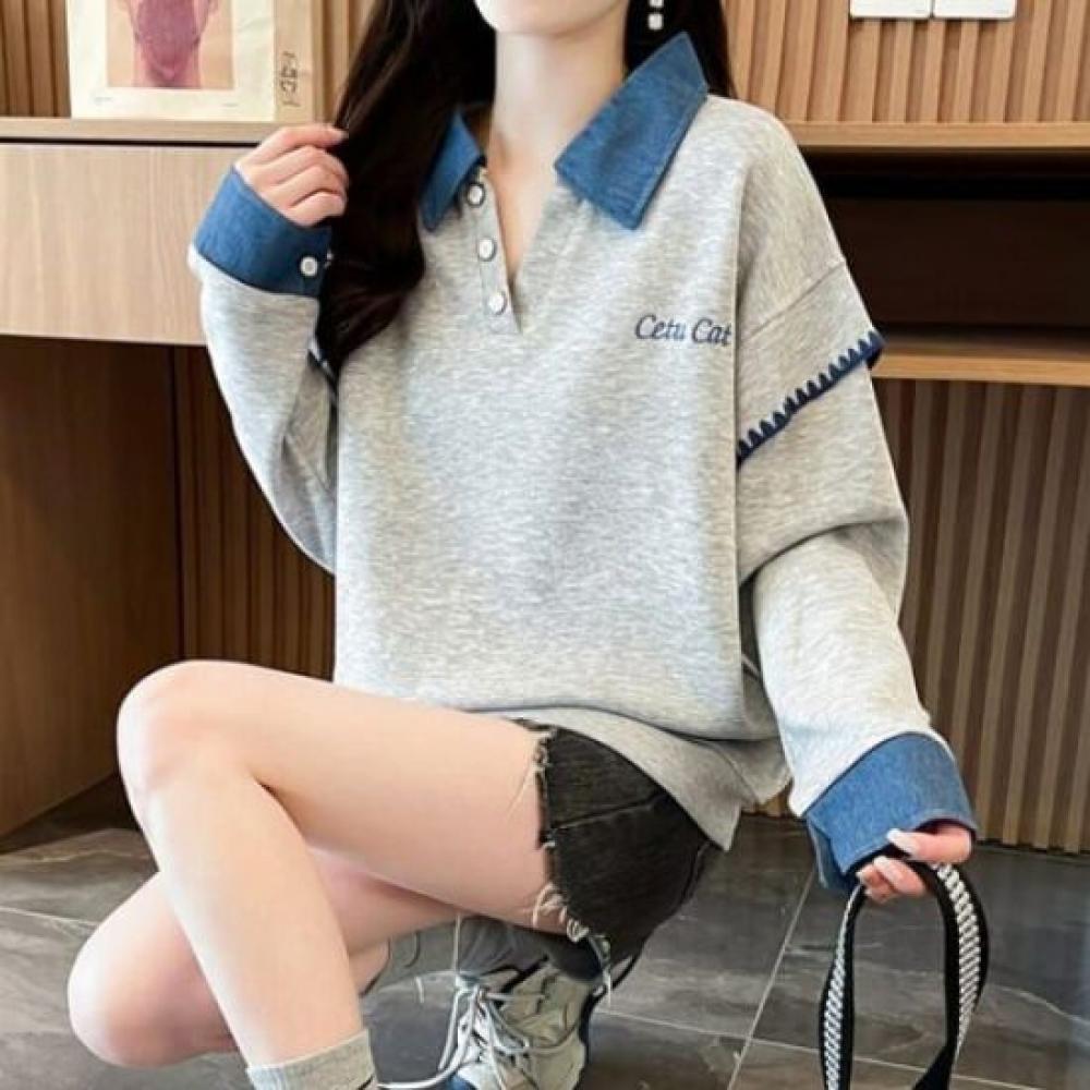 Navava Nt2261 Long Sleeve Sweatshirt Unique Stitch Collar