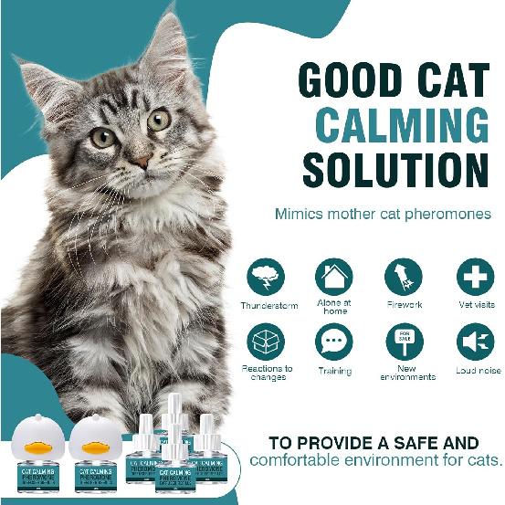 Cat Calming Diffuser 8 In 1 Multicat Pheromone Diffuser Pheromones To Calm Stress and Anxiety Relief Products Plug In Refill Anti Aggression for Cats