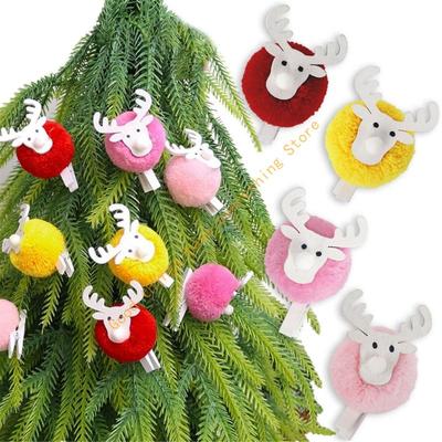 2 PIÈCES Clips en Bois de Rennes de Noël pour Notes Clip en Peluche Douce pour Porte-Photos pour Décoration de Sapin de Noël Mur de Photos 55KF