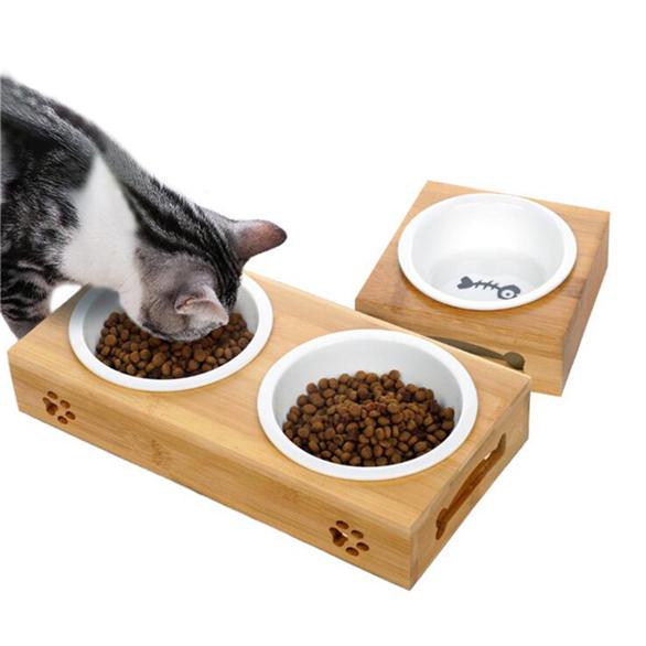 Pet Bamboo Bowl Dog Bowl Cat Bowl Water Bowl Rice Bowl Single Bowl Double Bowl