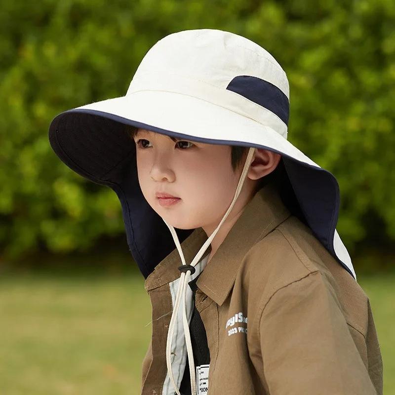 

Kids Outdoor Sun Hat with Neck Flap - Wide Brim UV Protection Fisherman Cap for Boys & Girls 48-52cm for 2-8 years old
