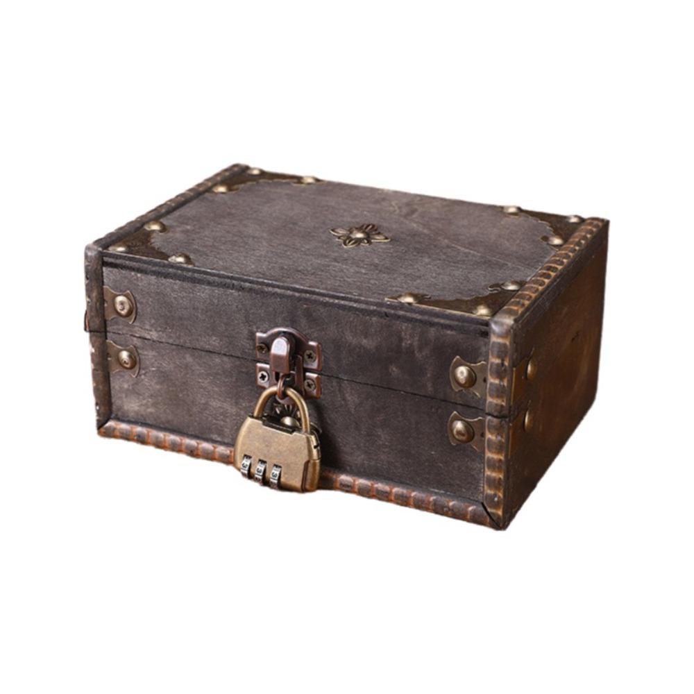 Vintage Jewelry Storage Box with a Lock Retro Style Desktop Organizer Collection Gift Box Home Use