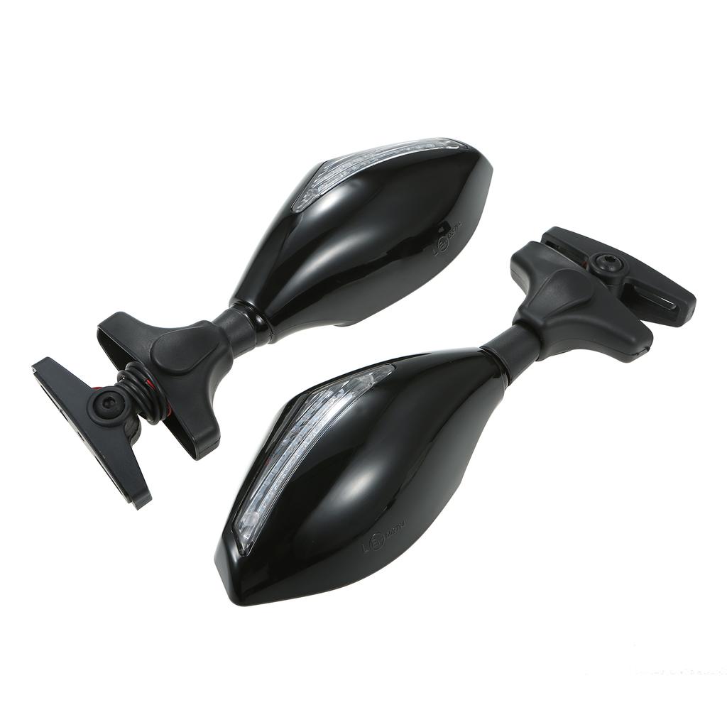 Universal Motorcycle Rearview Mirrors HD with Lights Flat Mirror Black Modified Reversing Reflector
