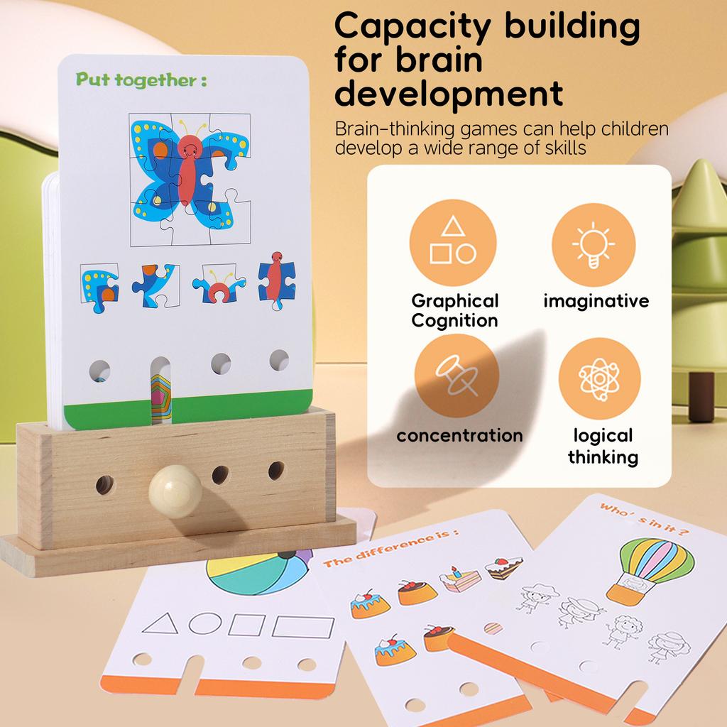 Logic Puzzle House Children's Thinking Training Board Games Puzzle Shape Digital Pairing Unlock Early Education Teaching Aids Toys