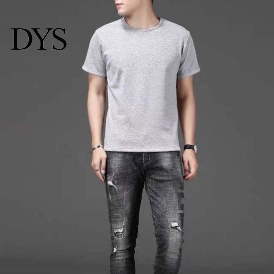 Short Sleeve Men Top Summer T-shirt Plus Size Solid Color Round Neck Inner Sleeves Mid Length Good Breathability Pullover Bottoming Shirt